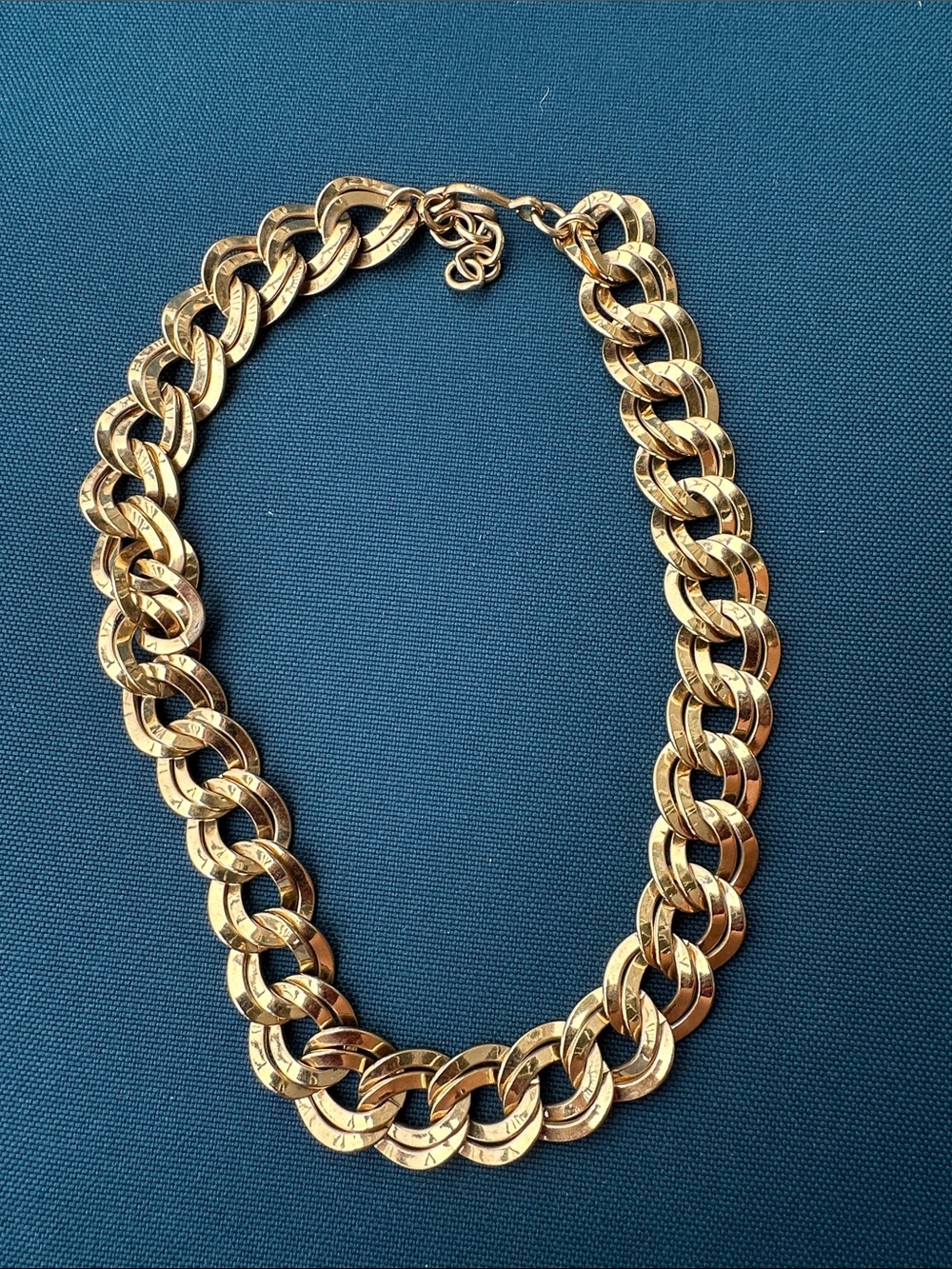 Vintage Monet Gold Tone Double Curb Link Chain Necklace 21" Adj. Hook Clasp